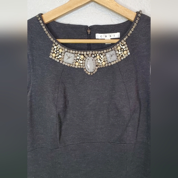 Cabi The Glitz Charcoal Sleeveless Shell Top Embellished Neckline Size 8 - Picture 3 of 8